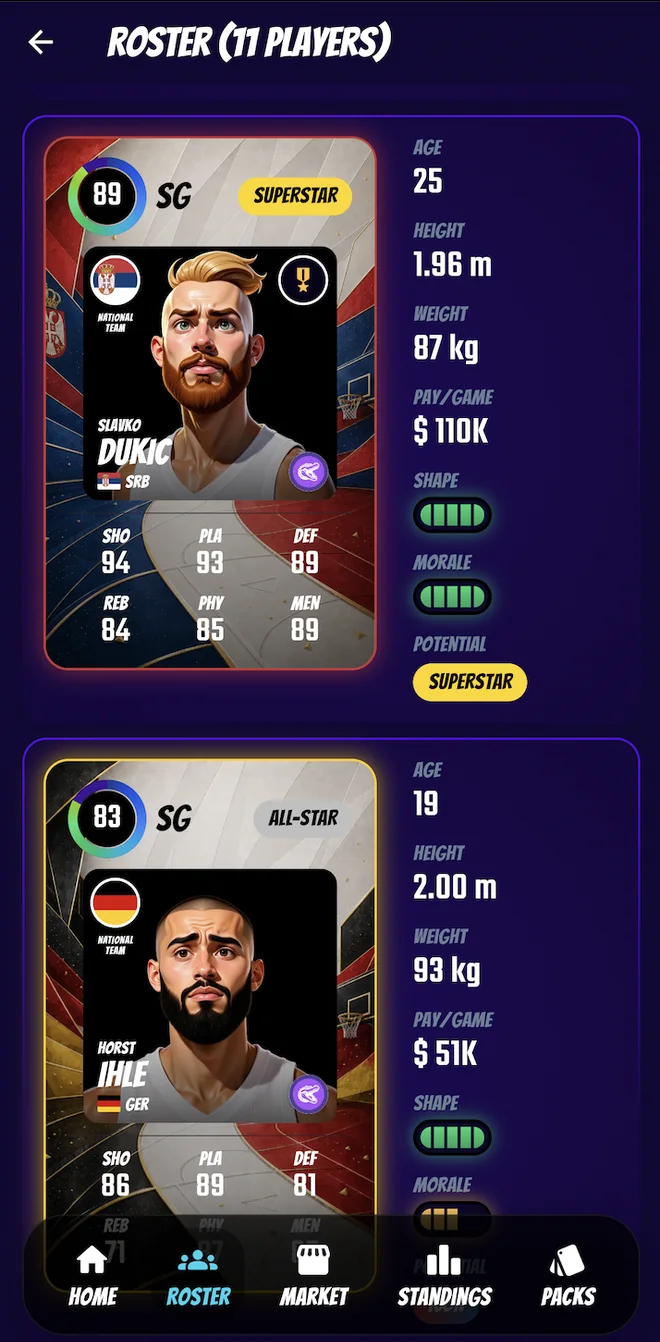 Build your roster — Swish & Dunk