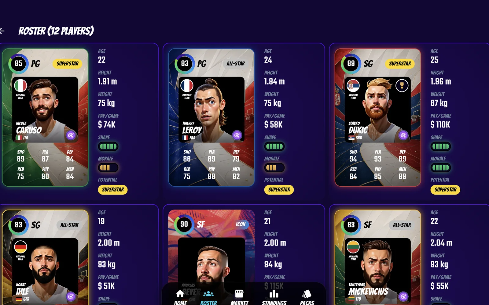 Build your roster — Swish & Dunk
